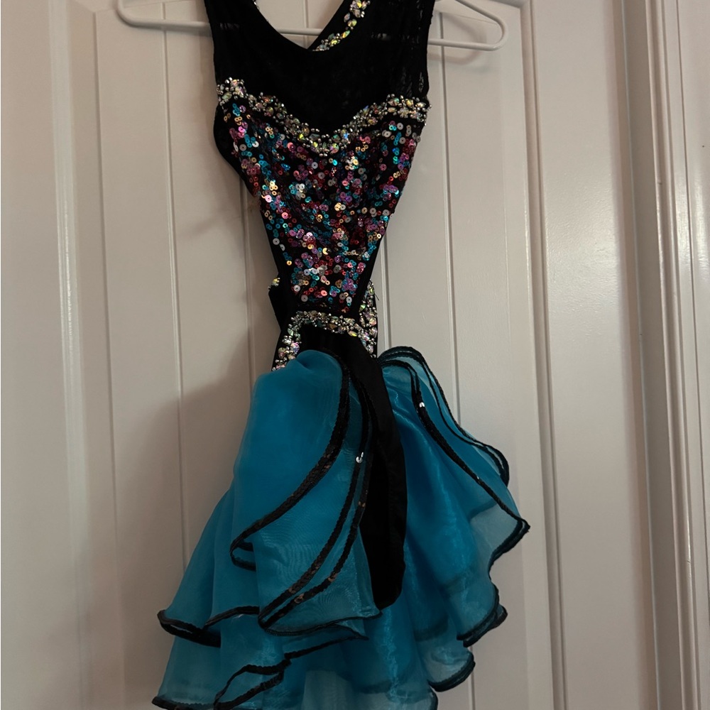 Sparkling Blue and Black Kids Dress